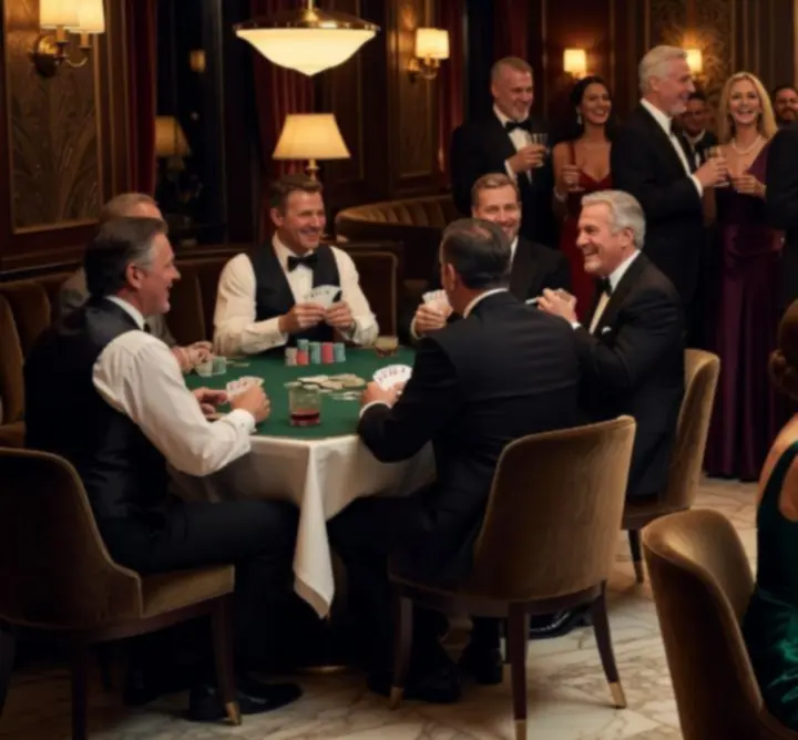 Vendégek póker esten és vacsorán a Urban Wheel Hire Lounge elegáns belső terében