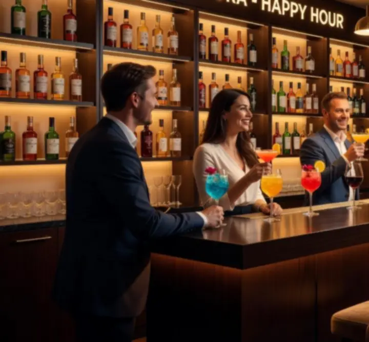 Happy Hour koktélok a bárpultnál a Lounge-ban