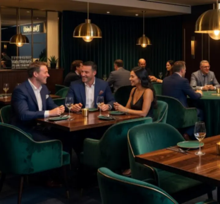 Modern éttermi és póker lounge enteriőr az Urban Wheel Hire Lounge-ban