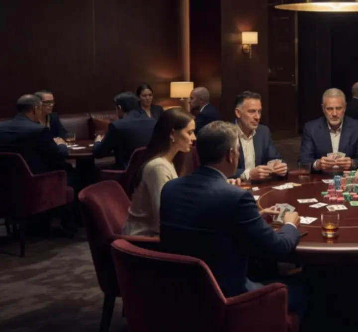 Pókerasztaloknál játszó vendégek az Urban Wheel Hire Lounge pókertermében
