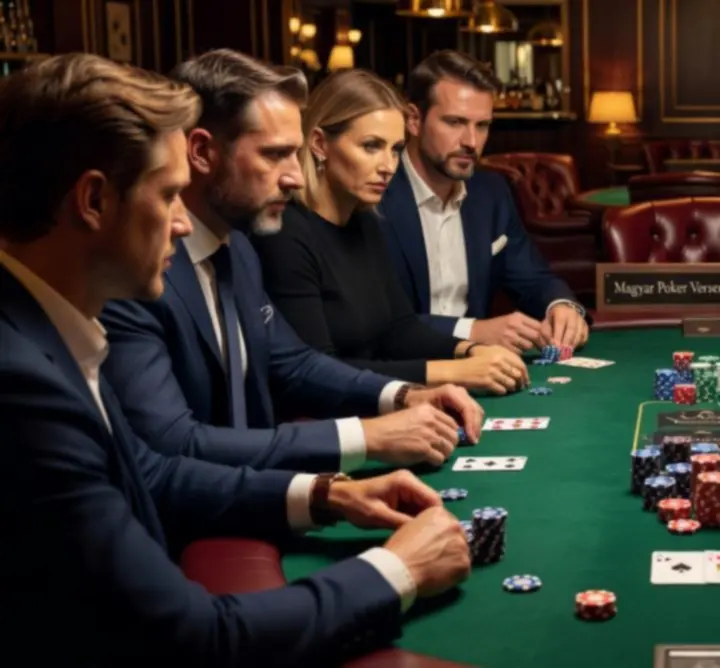 Poker tournament asztal zsetonokkal és kártyákkal